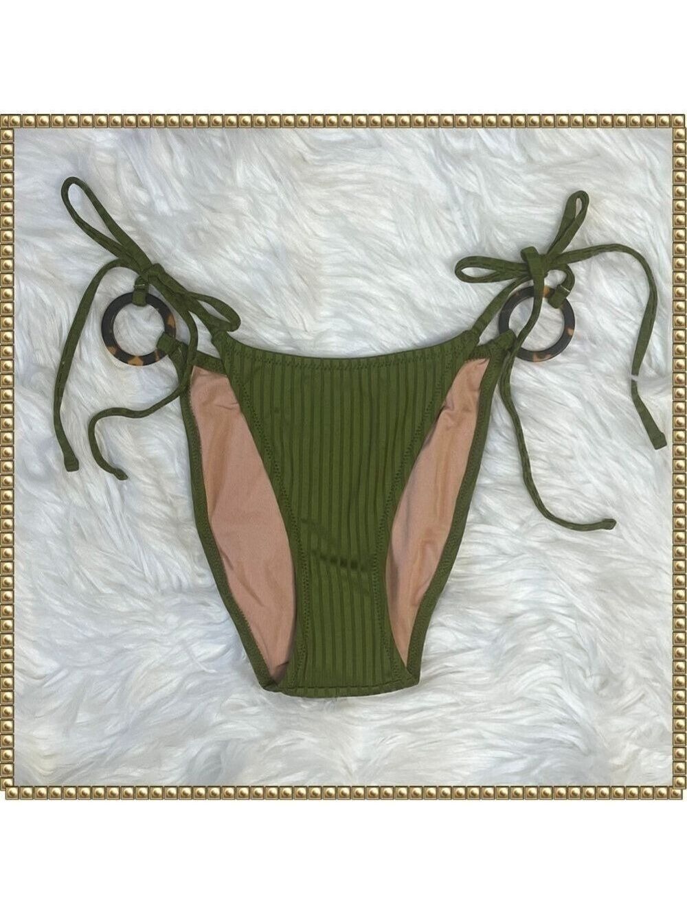 J Crew Bikini Bottom Army Green Side Tie Small Recycled Fabric NWT